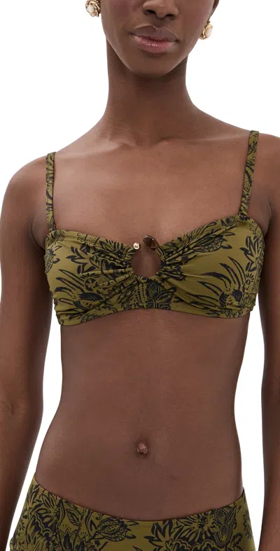 Ulla Johnson Corfu Bikini Top Olive Flora In Green