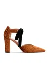 Ulla Johnson Corinna Bow-detail Velvet Pumps In Orange