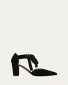 Ulla Johnson Corinna Velvet Bow Pumps In Black