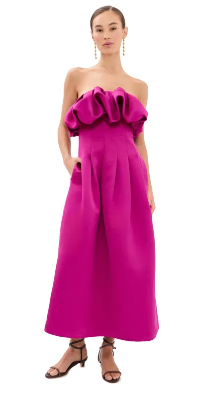 Ulla Johnson Cosima Strapless Satin Dress Orchid In Pink