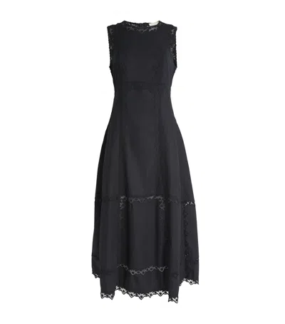 Ulla Johnson Cotton Anela Midi Dress In Black