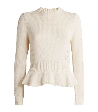 Ulla Johnson Cotton-blend Peplum Aurelie Sweater In White