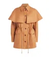 Ulla Johnson Cotton Cape-overlay Devon Coat In Brown