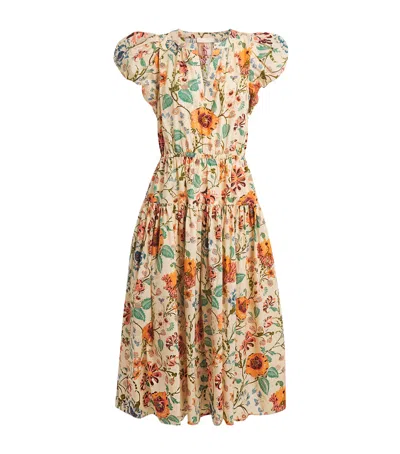 Ulla Johnson Marin Floral-print Midi Dress In Neutral
