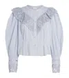 Ulla Johnson Cotton Lace-trim Esther Blouse In Blue