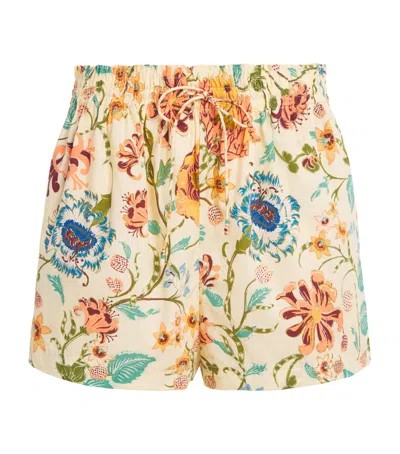 Ulla Johnson Cotton Marnie Floral Paper Bag Shorts In Multi