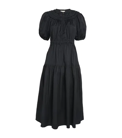 Ulla Johnson Cotton Othella Midi Dress In Black