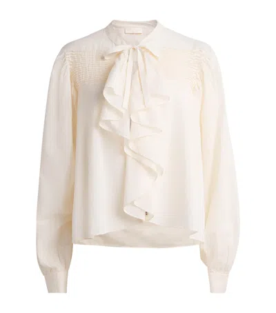 Ulla Johnson Cotton Ruffled Riko Blouse In Neutral