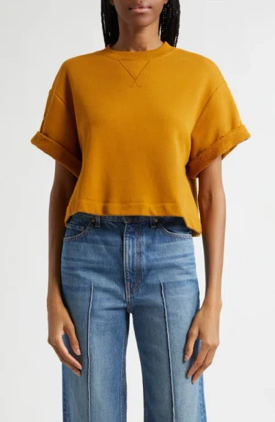 Ulla Johnson Cove Short Sleeve Cotton Sweatshirt In Yellow