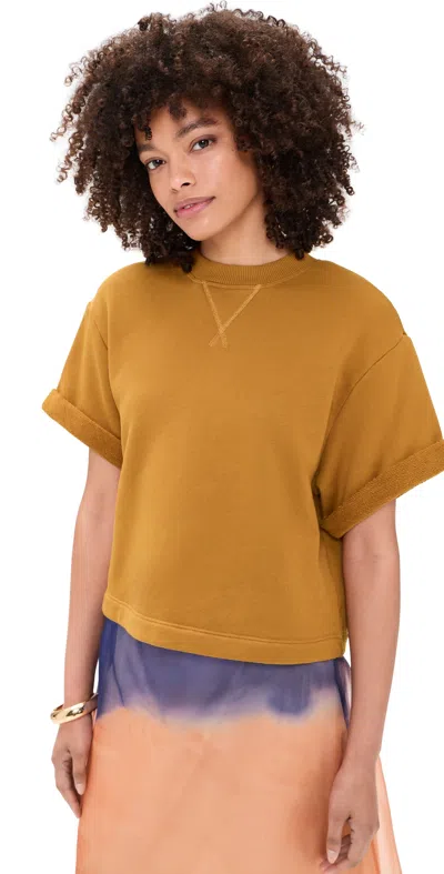 Ulla Johnson Cove Short Sleeve Terry Top Tourmaline In Yellow