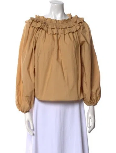 Pre-owned Ulla Johnson Cowl Neck Long Sleeve Blouse In Neutral