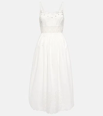 Ulla Johnson Cowrie Broderie Anglaise Cotton Midi Dress In White