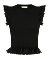 Ulla Johnson Leila Flared Sunburst-knit Top In Black