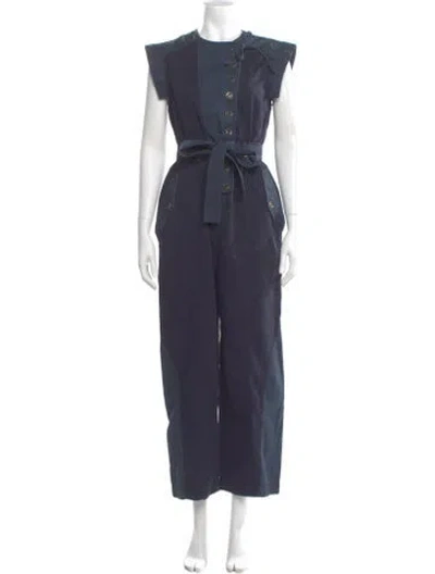 Pre-owned Ulla Johnson Crew Neck Jumpsuit In Blue