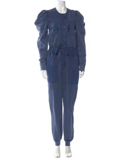 Pre-owned Ulla Johnson Crew Neck Jumpsuit In Blue