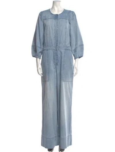 Pre-owned Ulla Johnson Crew Neck Jumpsuit In Blue