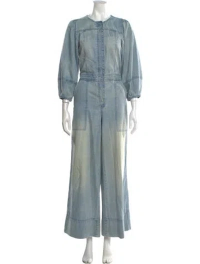 Pre-owned Ulla Johnson Crew Neck Jumpsuit In Blue