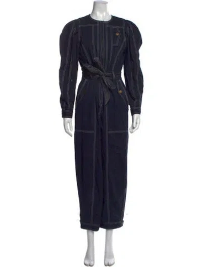 Pre-owned Ulla Johnson Crew Neck Jumpsuit In Blue