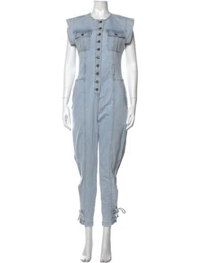 Pre-owned Ulla Johnson Crew Neck Jumpsuit In Blue