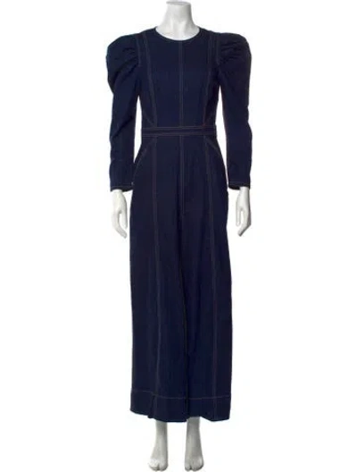 Pre-owned Ulla Johnson Crew Neck Jumpsuit In Blue
