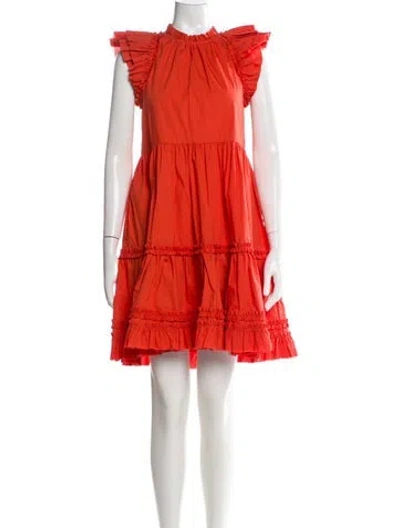 Pre-owned Ulla Johnson Crew Neck Knee-length Dress W/ Tags In Orange