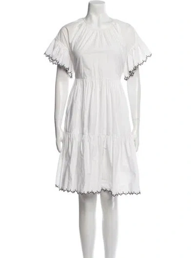 Pre-owned Ulla Johnson Crew Neck Knee-length Dress In White