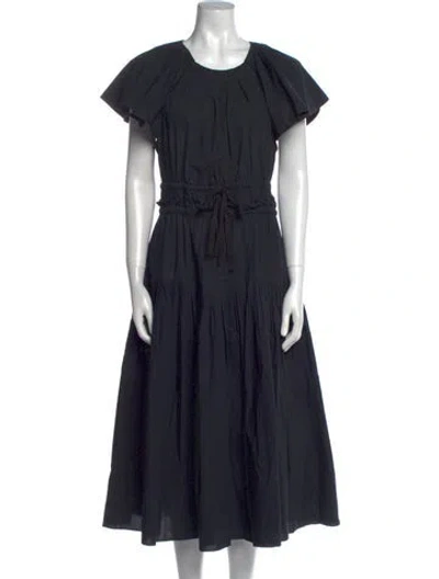 Pre-owned Ulla Johnson Crew Neck Long Dress In Black