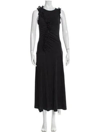 Pre-owned Ulla Johnson Crew Neck Long Dress In Black