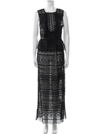 Pre-owned Ulla Johnson Crew Neck Long Dress In Black
