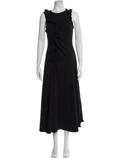 Pre-owned Ulla Johnson Crew Neck Long Dress In Black