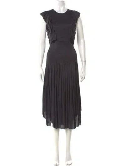 Pre-owned Ulla Johnson Crew Neck Long Dress In Black