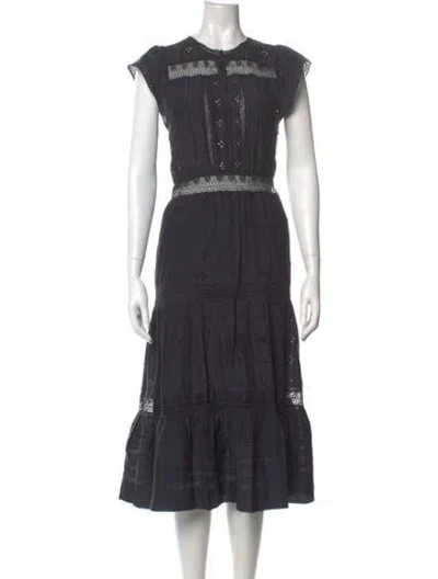 Pre-owned Ulla Johnson Crew Neck Long Dress In Black