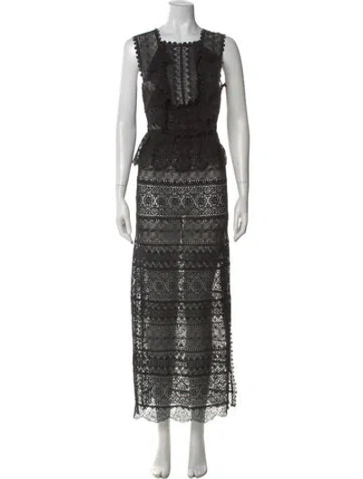 Pre-owned Ulla Johnson Crew Neck Long Dress In Black