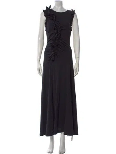 Pre-owned Ulla Johnson Crew Neck Long Dress In Black