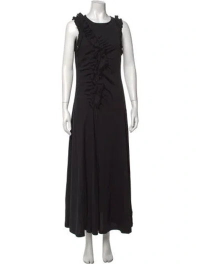 Pre-owned Ulla Johnson Crew Neck Long Dress In Black