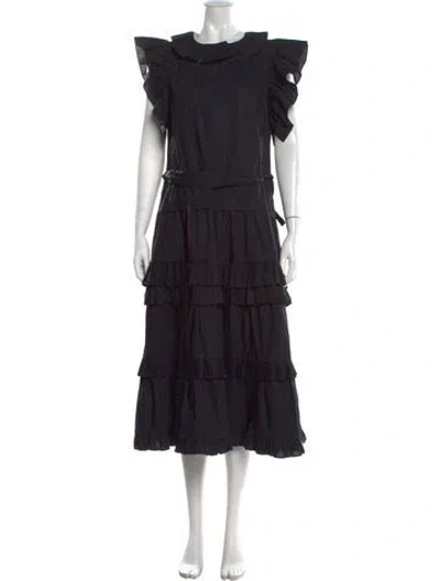 Pre-owned Ulla Johnson Crew Neck Long Dress In Black