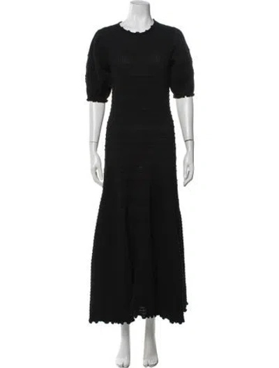 Pre-owned Ulla Johnson Crew Neck Long Dress In Black