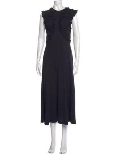 Pre-owned Ulla Johnson Crew Neck Long Dress In Black