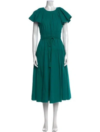 Pre-owned Ulla Johnson Crew Neck Long Dress In Blue