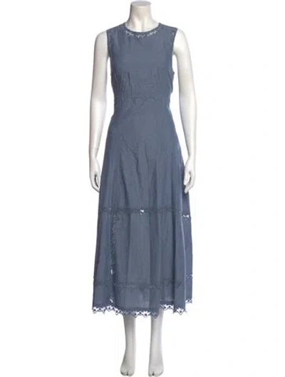 Pre-owned Ulla Johnson Crew Neck Long Dress In Blue