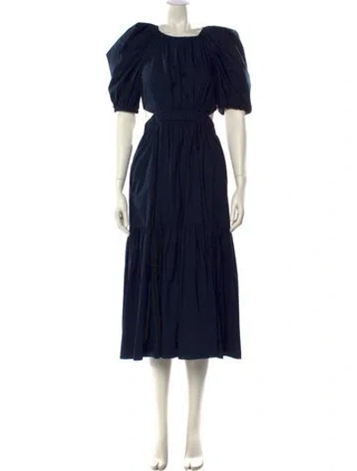 Pre-owned Ulla Johnson Crew Neck Long Dress In Blue