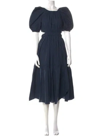 Pre-owned Ulla Johnson Crew Neck Long Dress In Blue