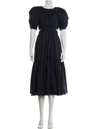Pre-owned Ulla Johnson Crew Neck Long Dress In Blue
