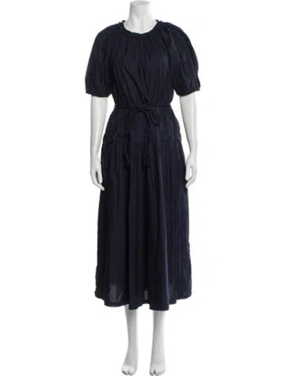 Pre-owned Ulla Johnson Crew Neck Long Dress In Blue