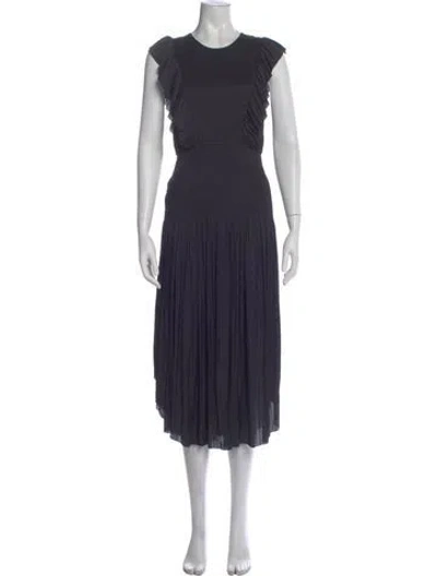 Pre-owned Ulla Johnson Crew Neck Long Dress In Blue