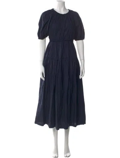 Pre-owned Ulla Johnson Crew Neck Long Dress In Blue