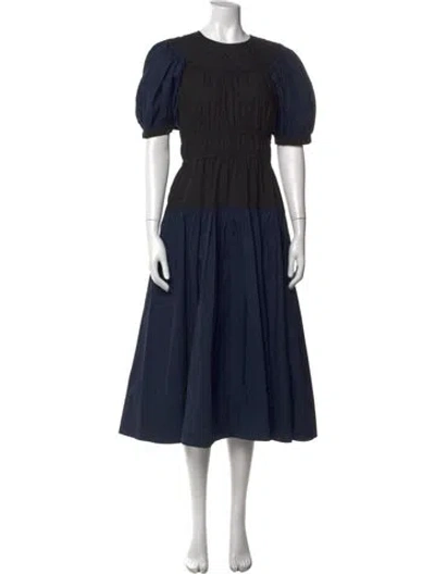 Pre-owned Ulla Johnson Crew Neck Long Dress In Blue