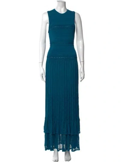 Pre-owned Ulla Johnson Crew Neck Long Dress In Blue