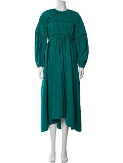 Pre-owned Ulla Johnson Crew Neck Long Dress In Blue