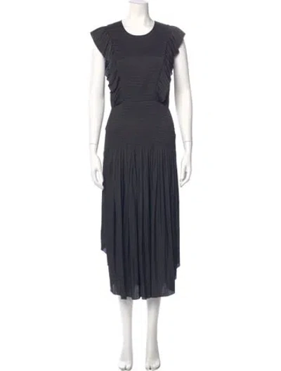 Pre-owned Ulla Johnson Crew Neck Long Dress In Gray